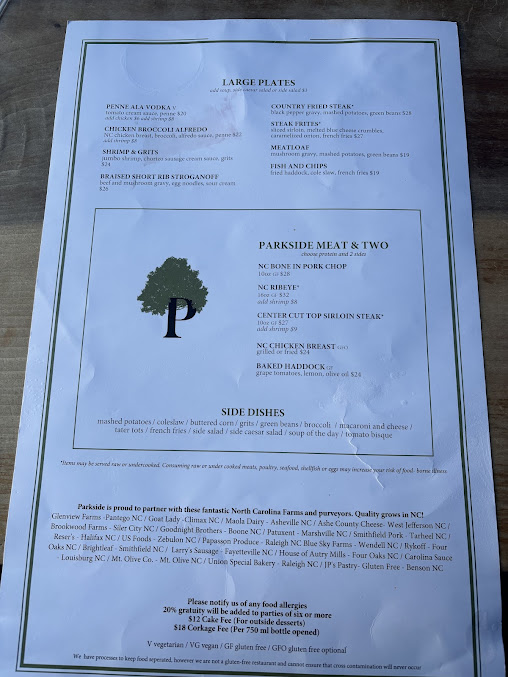 Menu Parkside Restaurant - 26