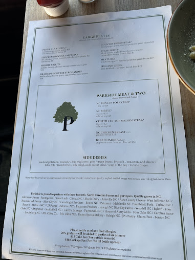Menu Parkside Restaurant - 29