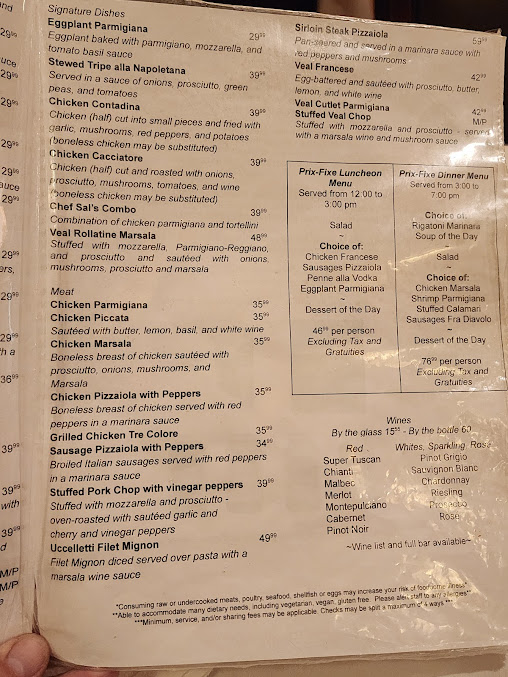 Menu Patsy's Italian Restaurant - 22
