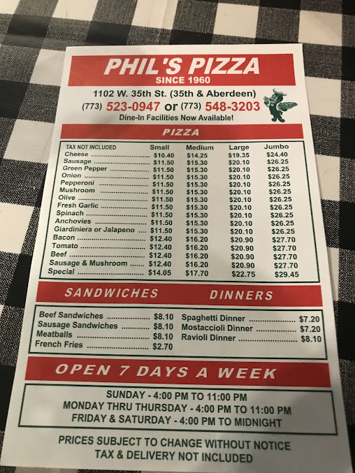 Menu Phil's Pizza - 22