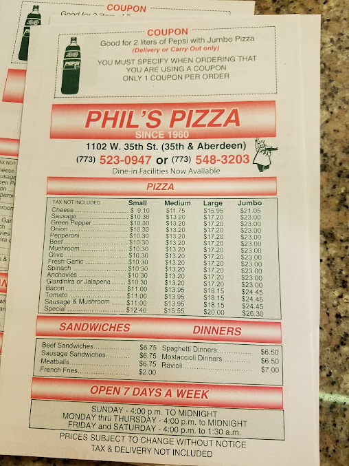 Menu Phil's Pizza - 29