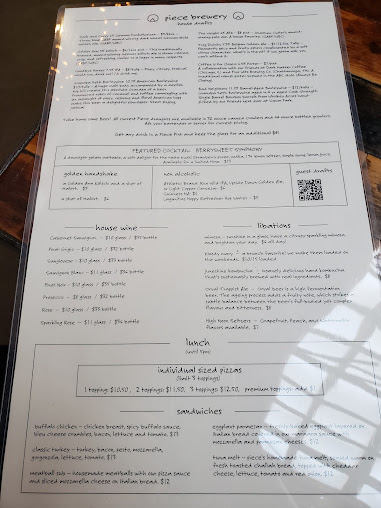 Menu Piece Pizzeria And Brewery - 21