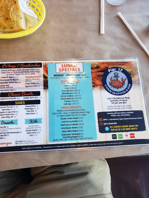 Menu Pier 17 Cajun Seafood Restaurant Bar - 20