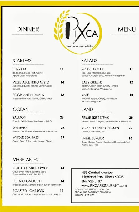 Menu Pixca Seasonal American Bistro - 23