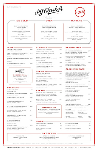 Menu P.j. Clarke's On The Hudson - 20