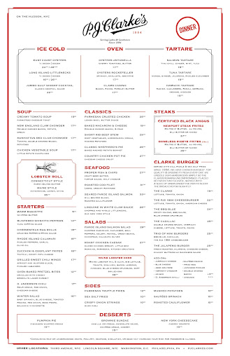 Menu P.j. Clarke's On The Hudson - 21