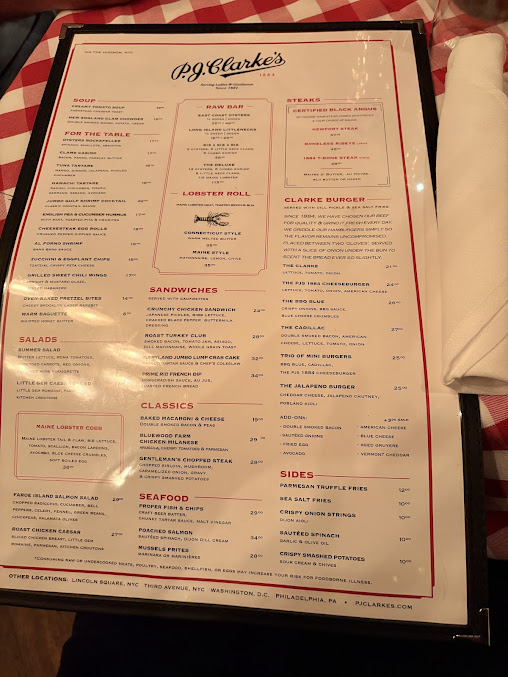 Menu P.j. Clarke's On The Hudson - 22