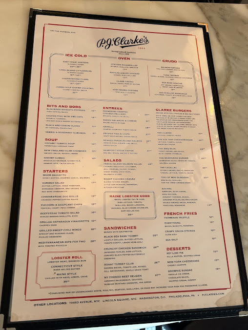 Menu P.j. Clarke's On The Hudson - 25
