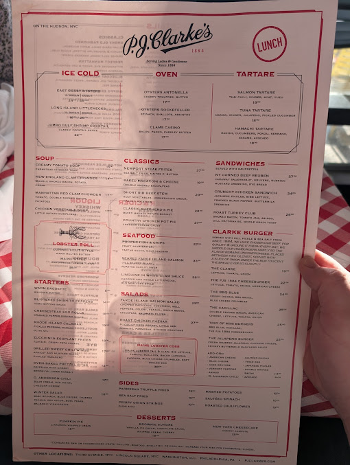 Menu P.j. Clarke's On The Hudson - 26
