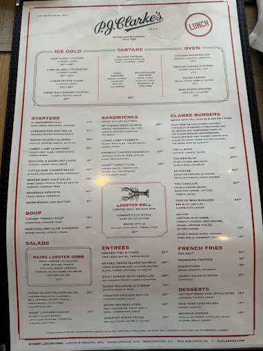 Menu P.j. Clarke's On The Hudson - 28