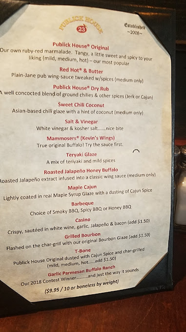 Menu Publick House 23 - 25