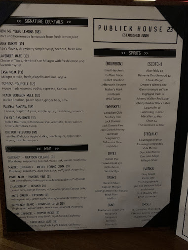 Menu Publick House 23 - 27