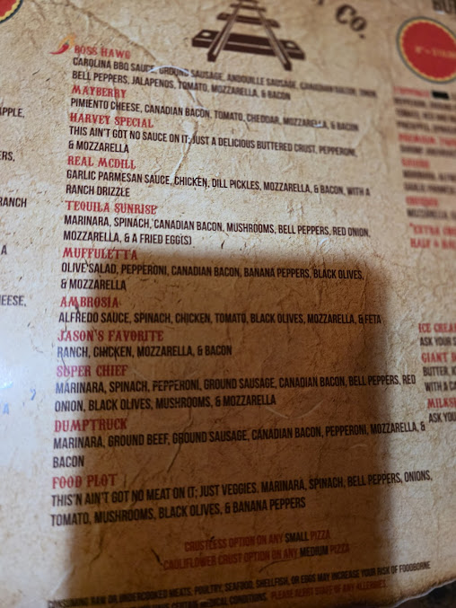 Menu Railroad Pizza - 25