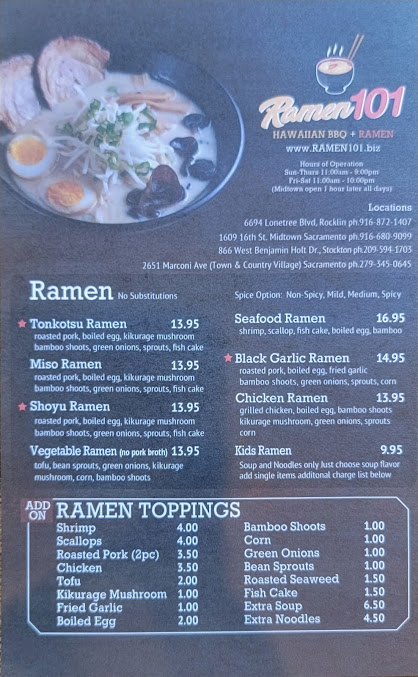 Menu Ramen 101 Rocklin - 22