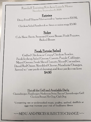 Menu Randall Training Kitchen - 1
