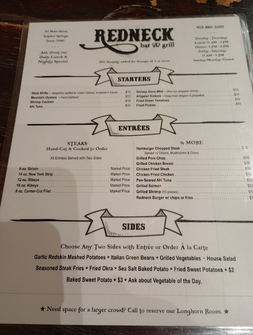 Menu Redneck Bar Grill - 21