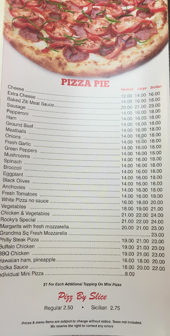 Menu Rocky's Pizzeria & Resturant - 22