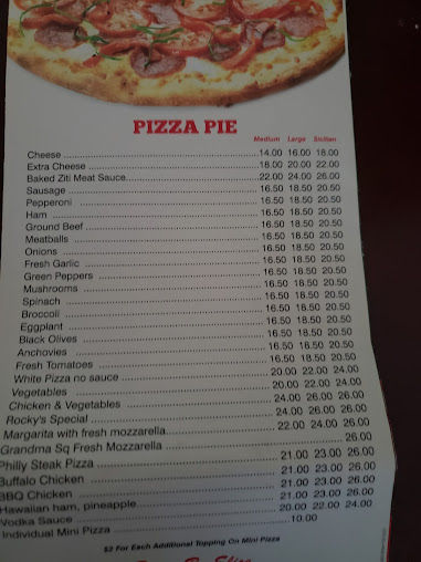 Menu Rocky's Pizzeria & Resturant - 25