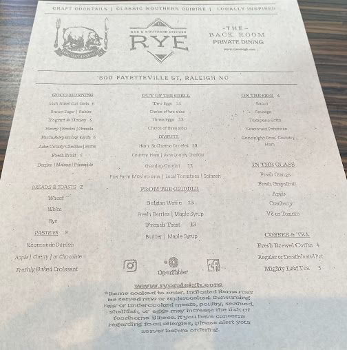 Menu Rye Bar And Southern Kitchen - 29