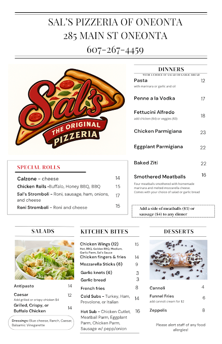 Menu Sal's Original Pizzeria Of Oneonta - 20
