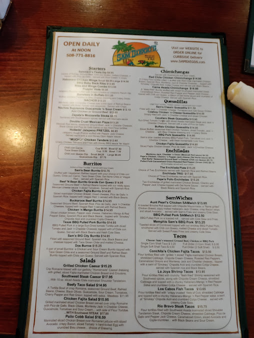 Menu Sam Diegos Mexican Cookery Bar - 24