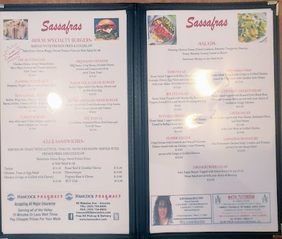 Menu Sassafras Restaurant Ice Cream Parlor - 20