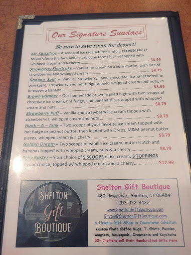 Menu Sassafras Restaurant Ice Cream Parlor - 21