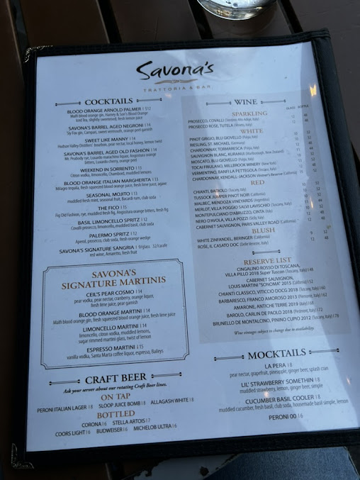 Menu Savona's Trattoria & Bar - Kingston - 22