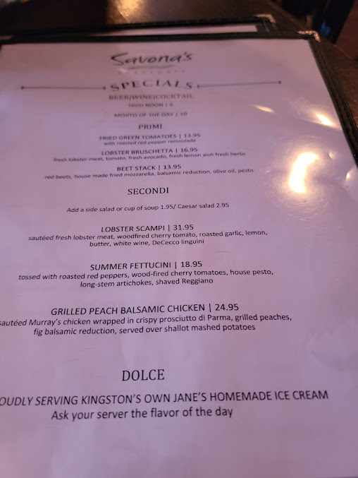 Menu Savona's Trattoria & Bar - Kingston - 24