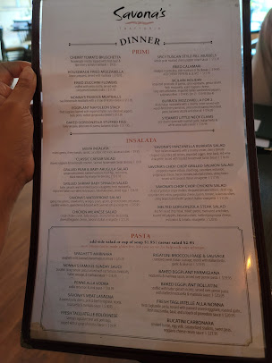 Menu Savona's Trattoria & Bar - Kingston - 25