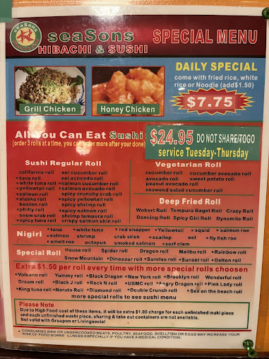 Menu Seasons Hibachi Sushi - 21