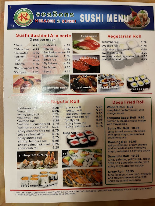 Menu Seasons Hibachi Sushi - 22