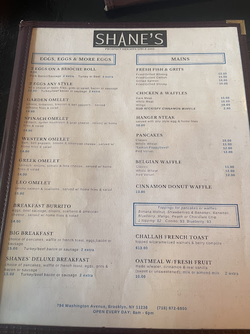 Menu Shane's Brooklyn - 24