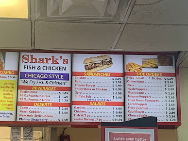 Menu Sharks Fish Chicken Chicago Style - 24