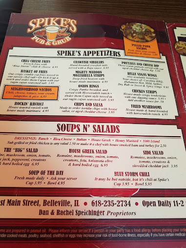 Menu Spikes Pub Grub - 24