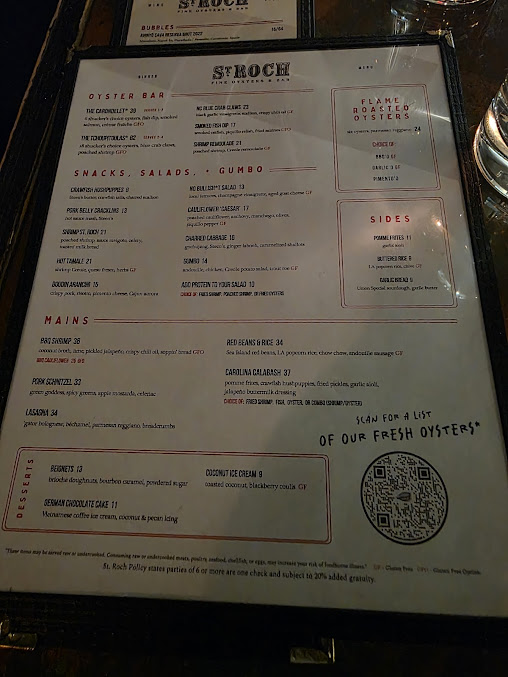 Menu St. Roch Fine Oysters + Bar - 21