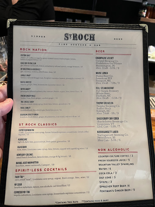 Menu St. Roch Fine Oysters + Bar - 23