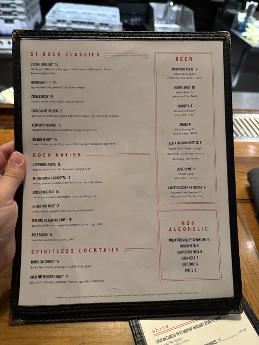 Menu St. Roch Fine Oysters + Bar - 25