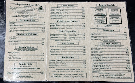 Menu Stephenson's Bar-B-Q - 23