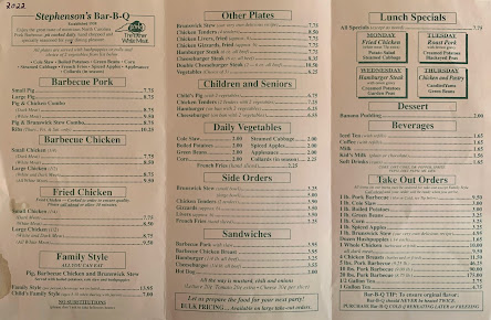 Menu Stephenson's Bar-B-Q - 25