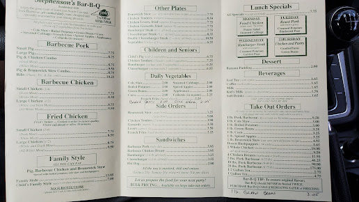 Menu Stephenson's Bar-B-Q - 27