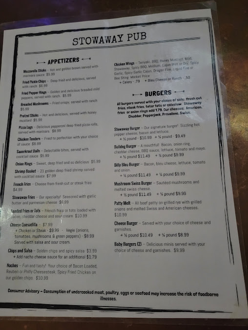 Menu Stowaway Pub - 19