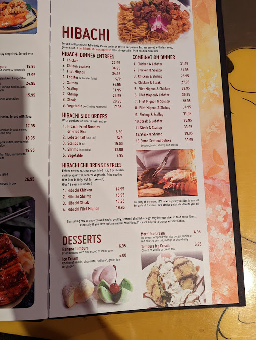 Menu Sumo Japanese Grill Sushi Bar - 24