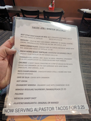 Menu Taco Joes Mexican Restaurant - 25