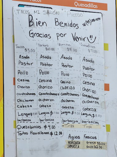 Menu Tacos Mi Sazon Picoso - 26