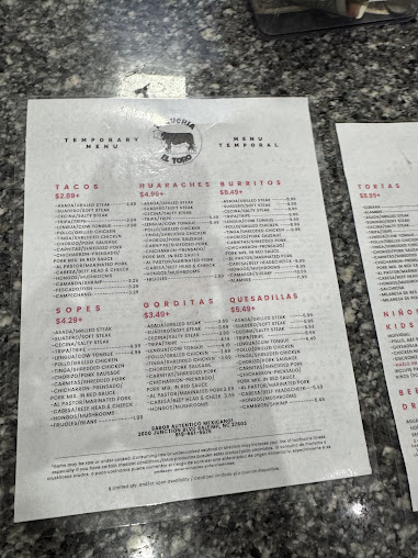 Menu Taqueria El Toro - 24