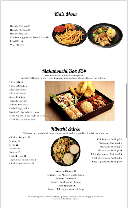 Menu Thai Taco Sushi Bar And Grill - 22