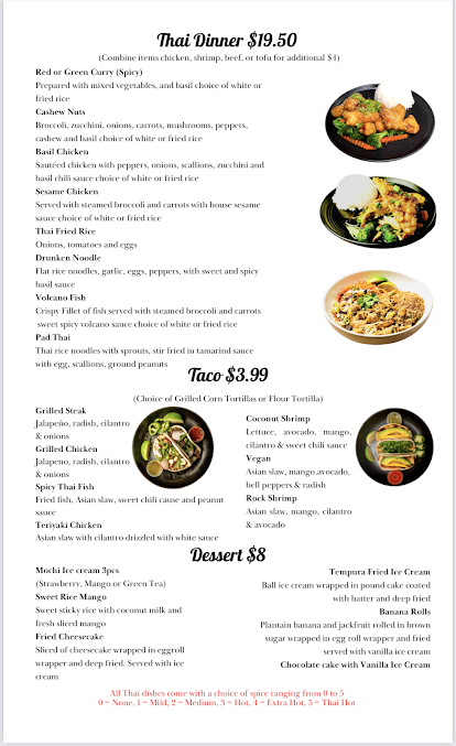 Menu Thai Taco Sushi Bar And Grill - 24