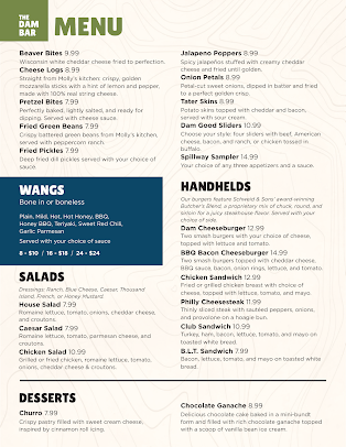 Menu The Dam Bar Grill - 13