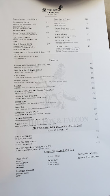 Menu The Fox Falcon By David Burke - 20